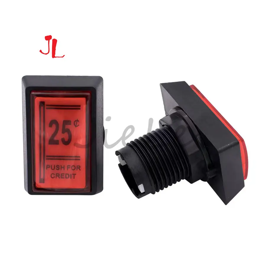 1pcs 25 Cent Red Push for Credit Arcade Coin Operated Game LED Push Button with Micro Switch