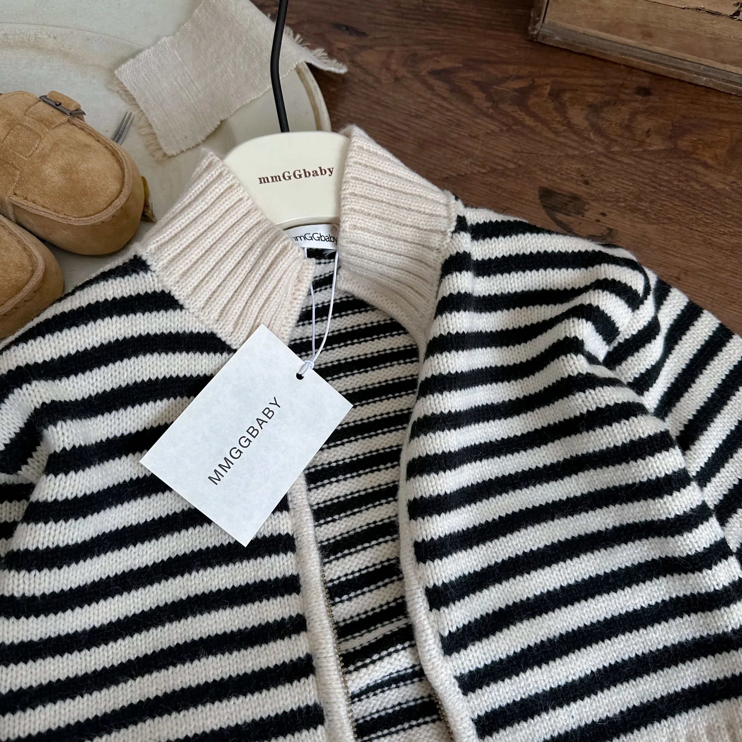 Children\'s Sweater 2023 Autumn New Boys and Girls Fashion Simple Stripe Knitted Cardigan Baby Zipper Coat