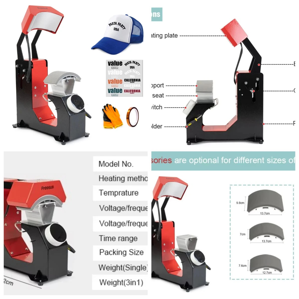 

WJW New Arrivals 3 in 1 Automatic Cap Printing Machine Electric Cap Heat Press Machines F136