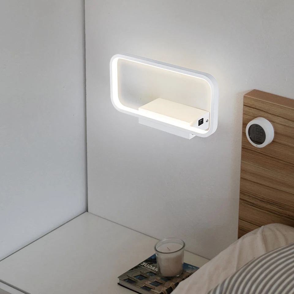 Wall light Indoor 12W Touch Switch 3Colors Dimming USB Charge With Wireless Led Wall lamps For Livingrroom Bedroom Stair Modern