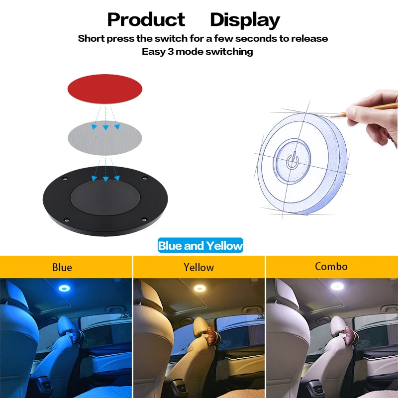 Universal Usb Rechargeable Reading Light Car Ceiling Roof Light Usb Rechargeable Contact Switch Magnetic Car Reading Light Car