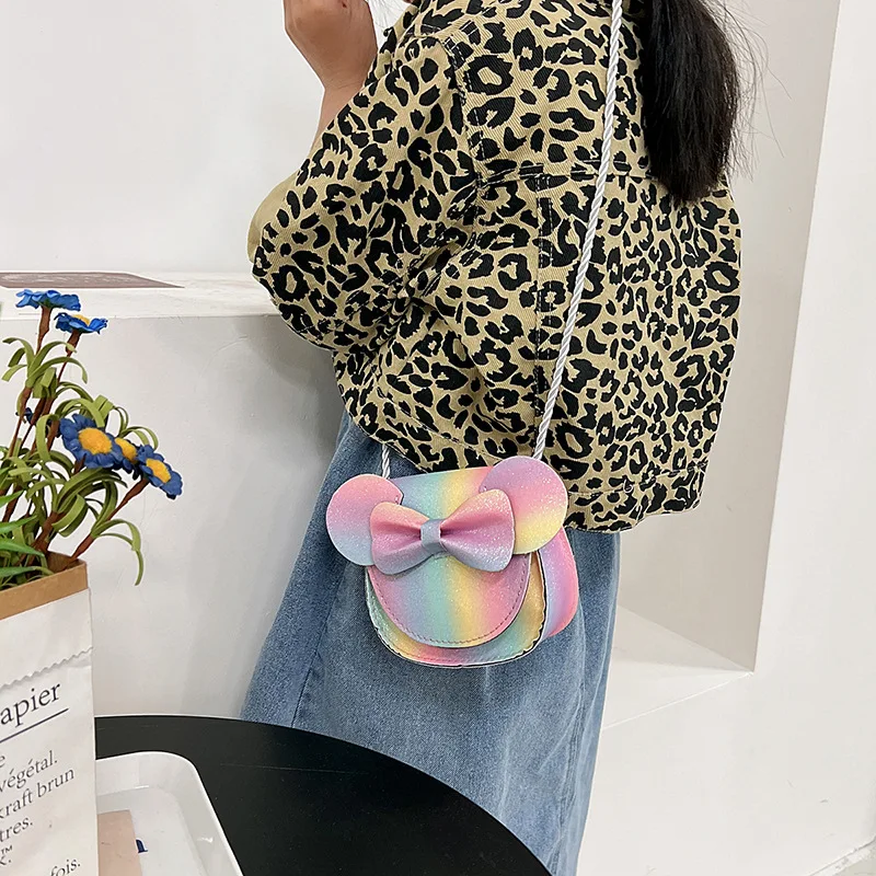 Cartoon Cat Pattern Baby Girls Round Shoulder Bag Fashion Colorful Children Small Crossbody Bags Simple Kids Coin Purse Handbags