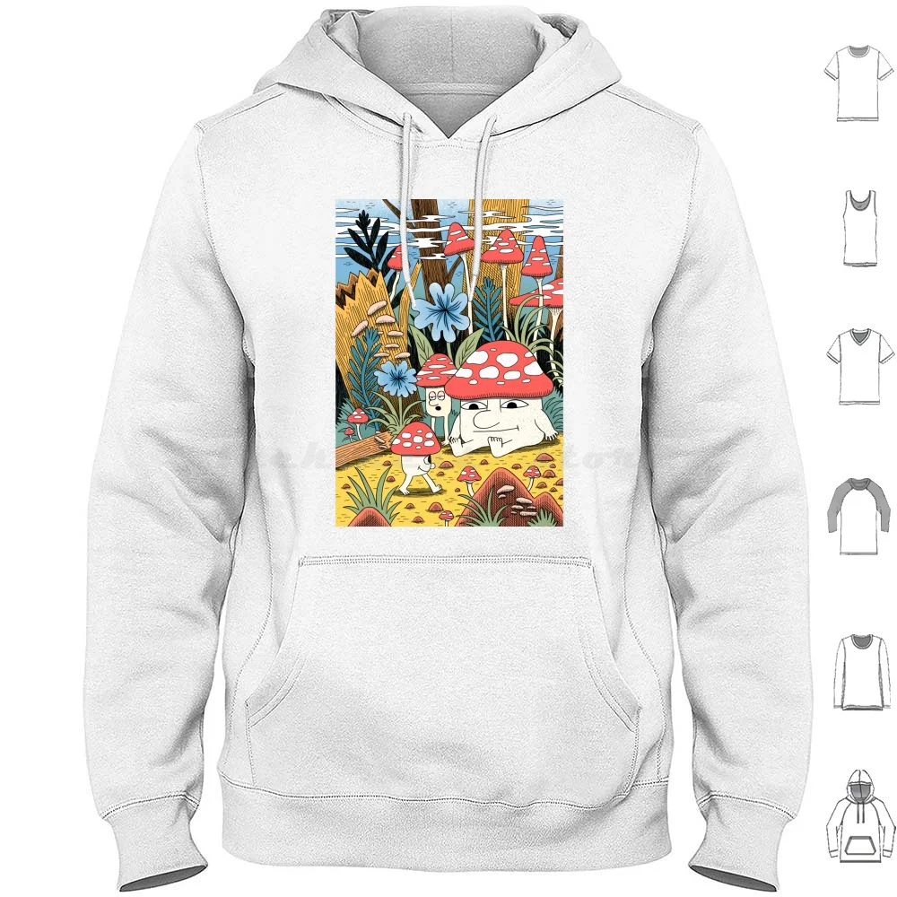 Mushroom World Hoodie Cotton Long Sleeve Goblin Goblin Goblincore Mushroom Shroom Chill Chillin Mood Fog Mist Fantasy Sprites