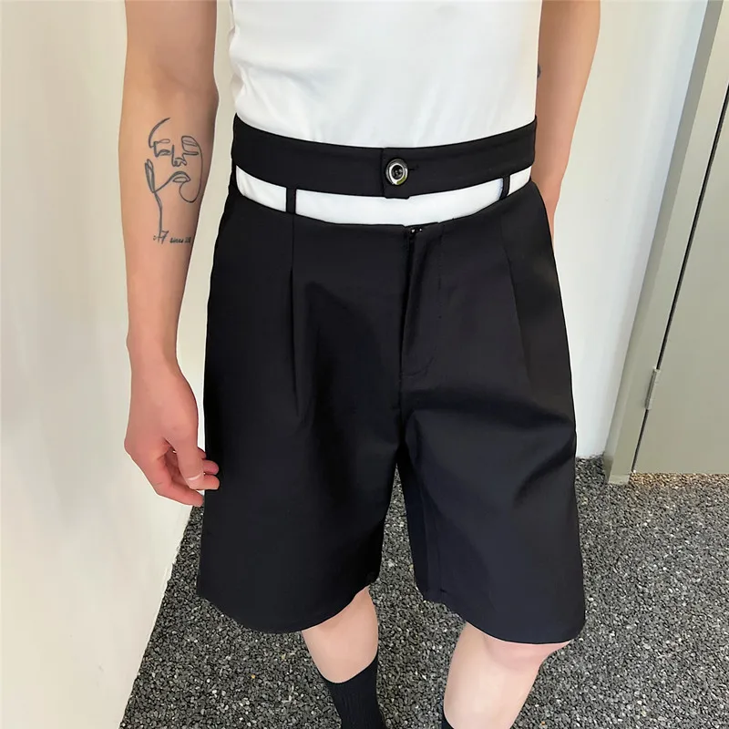 Mode neue 2024 Sommer Herren bekleidung Shorts lose gerade weites Bein männliche Freizeit hose aushöhlen Taille Menwear