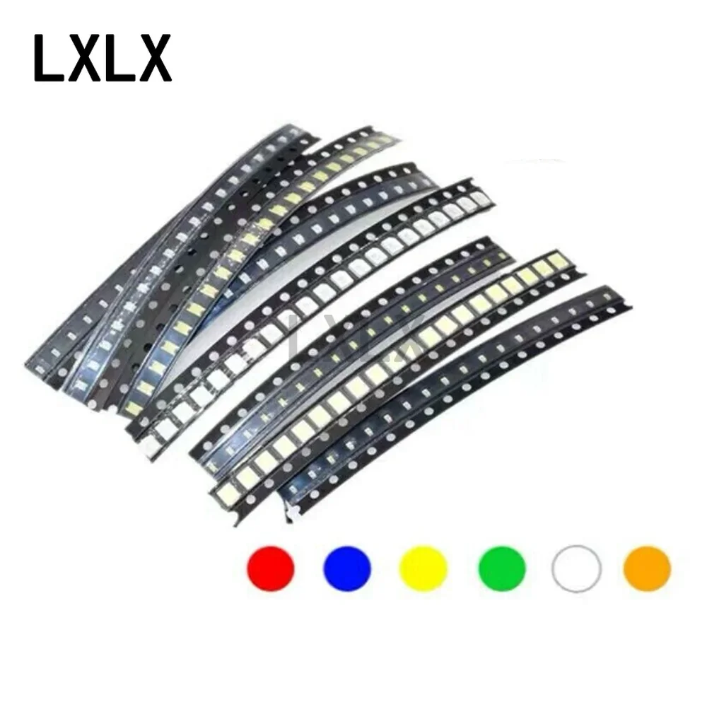 Diodo emisor de luz de 1000 piezas, 0402, 0603, 0805, 1206, 1210 SMD, diodos LED de luz amarilla, roja, verde, azul y blanca