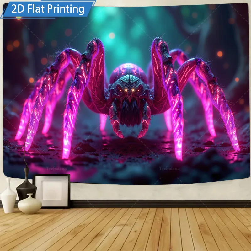 

1 шт. настенный гобелен светящийся неоновый гобелен-паук-футуристический фэнтезийный настенный художественный декор