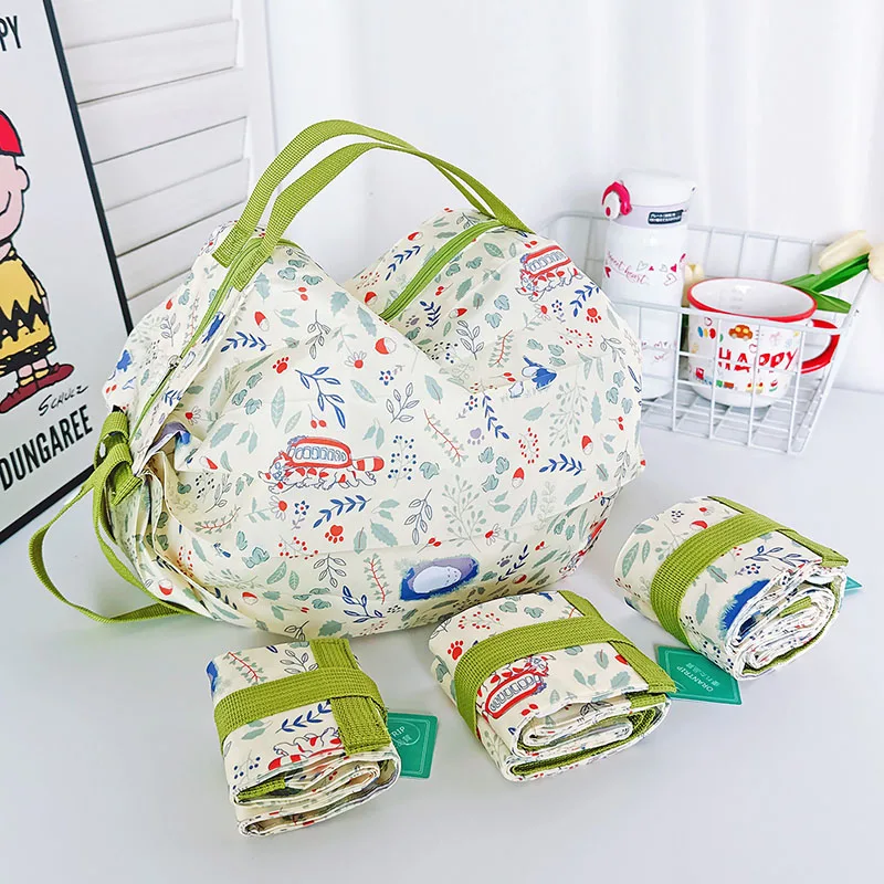 Sac de courses pliable imprimé style japonais, sac à main de voyage polyvalent S/M/L pour femmes