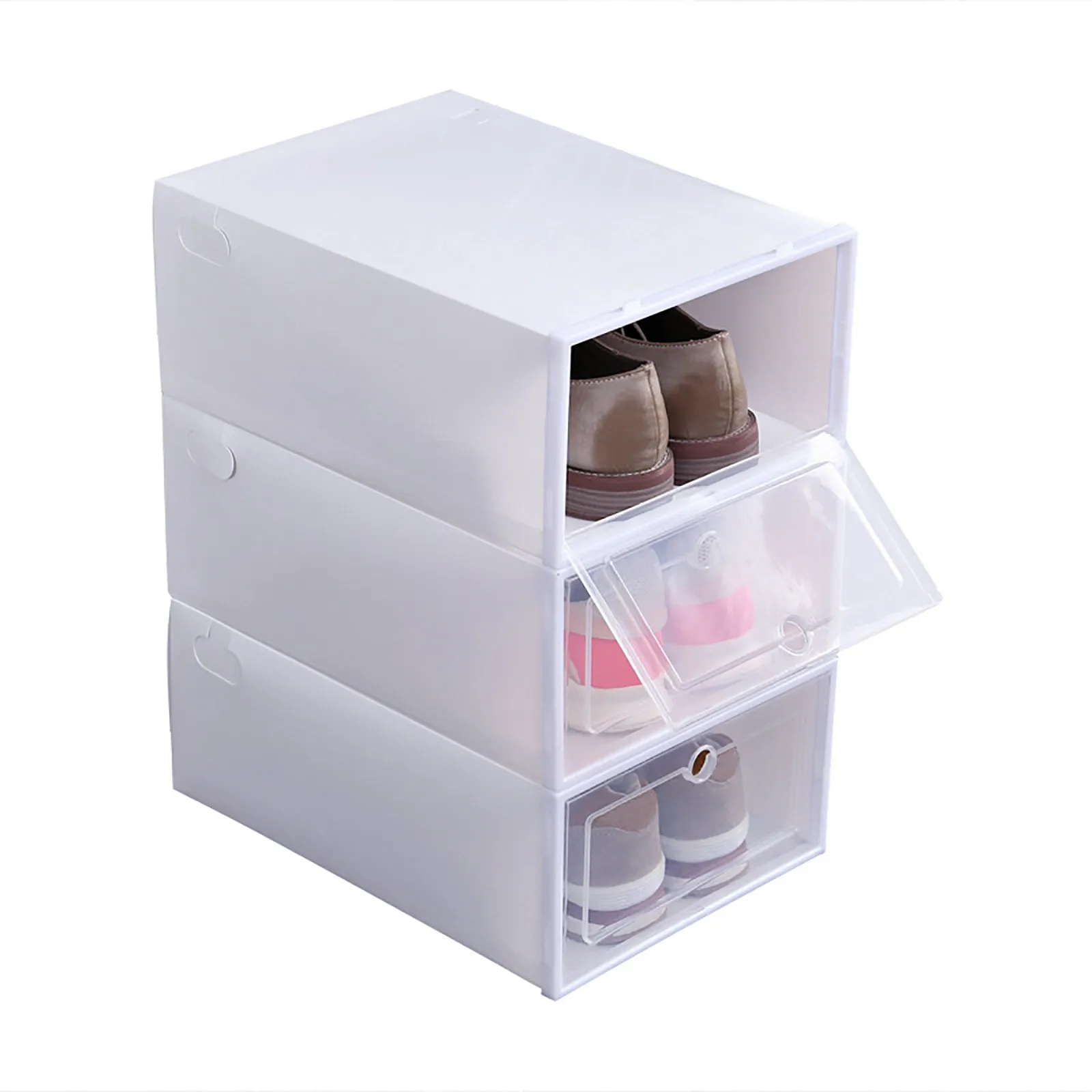 Shoebox Shoe Hanger Durable Adjustable Shoe Organizer Footwear Support Slot Space Saving Drawer Shoe Boxes Stackable Clear Box