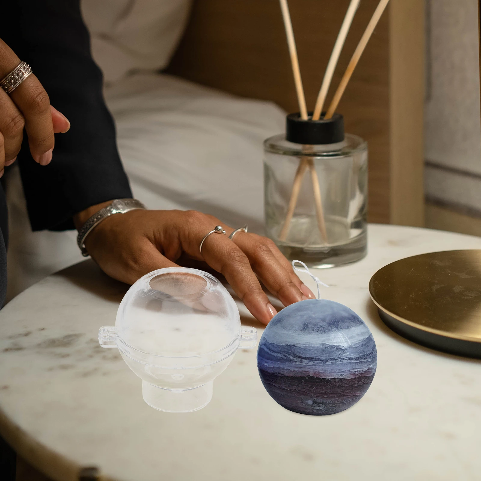 

1pc Ball Shape Mold High Transparent Reusable Plastic Diy Sphere Making Mold For Aromatherapy Scented Candles