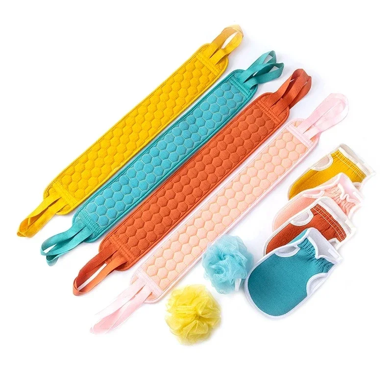 3pcs Bath Towels Household Bath Supply Washcloth Rub Ball Pull Back Strip Rub Back Belt Bath Towel Bath Ball For Home Bathroom