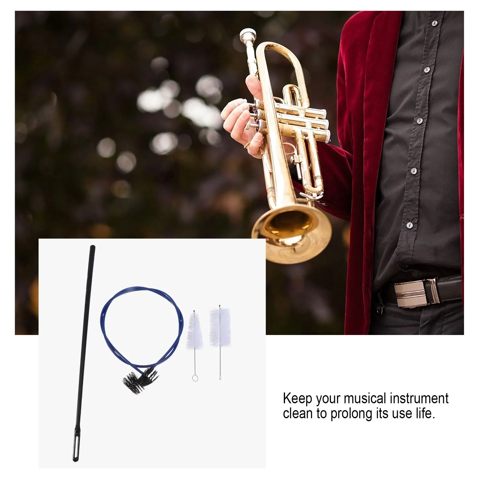 

4Pcs Wind Instrument Cleaning Brush Set Flexible Trumpet Mouthpiece Cleaner Professional Tool Durable Wind Instrument Brush