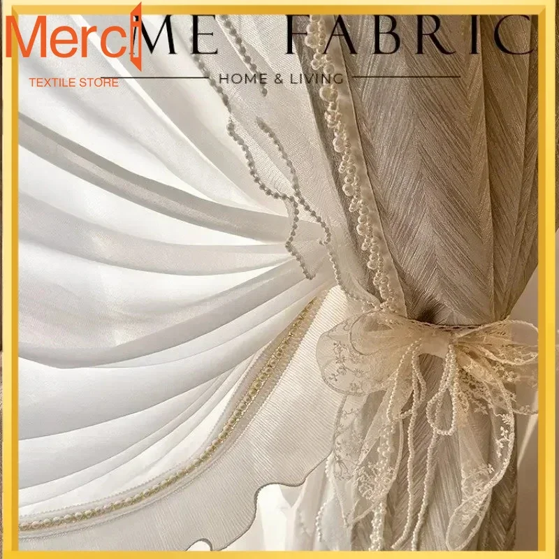 

Custom Size French Romantic Retro Lace Luxury Curtains For Living Room Bedroom Blackout Fairy Ruffles Custom White Tulle