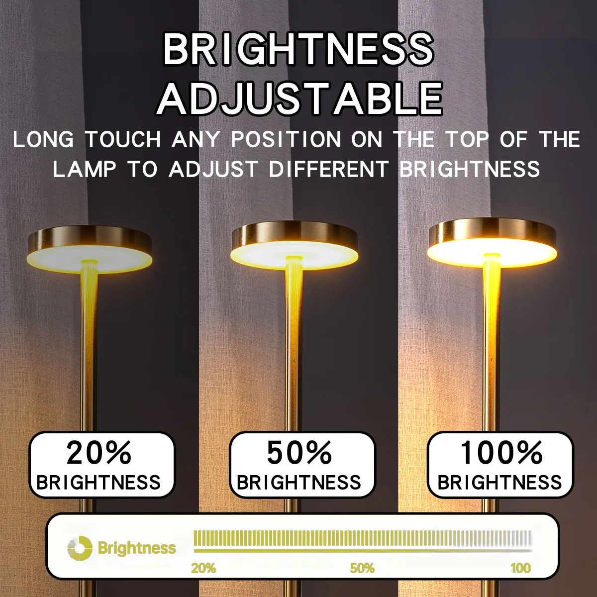 USB Rechargeable Led Night Light Desk Lamps 3 Color Touch Metal Table Lamp Bedside Outdoor Dining Written Lights Room Decor Gift