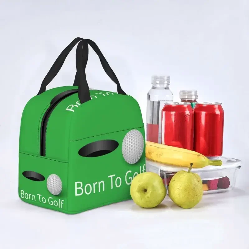 Born To Golf Ball Lunch Bag Women Thermal Cooler Insulated  Container Box for Children School Work Food Picnic Tote Bags