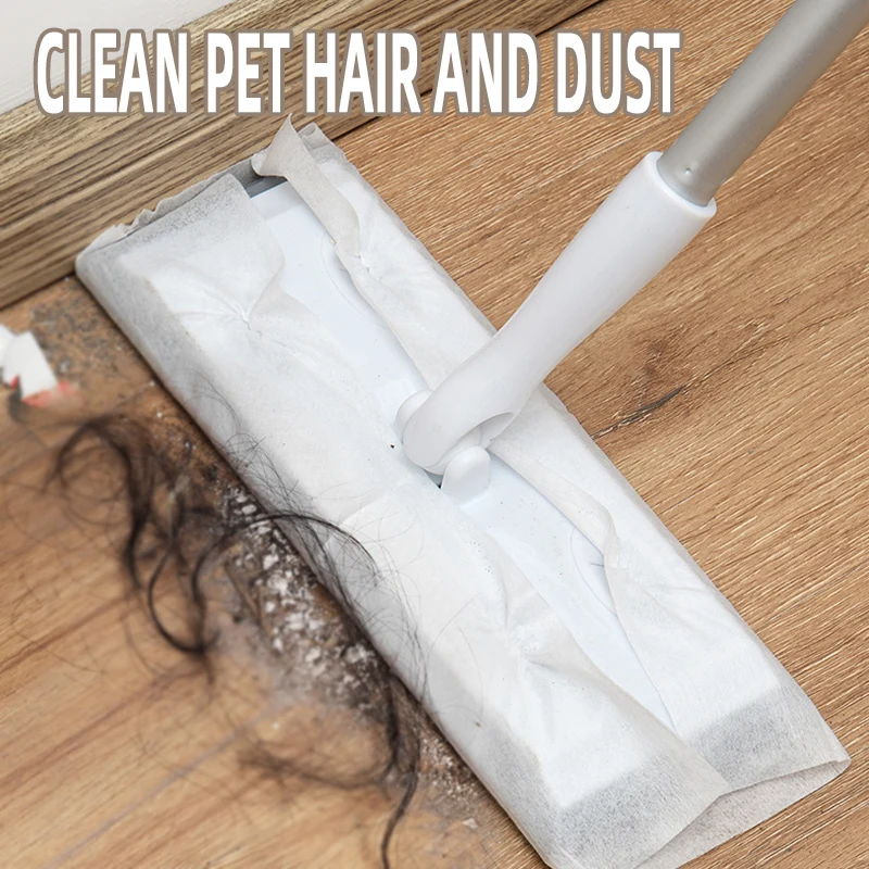 100PCS electrostatic precipitator paper disposable cloth mop replacement head for cleaning pet hair and dust