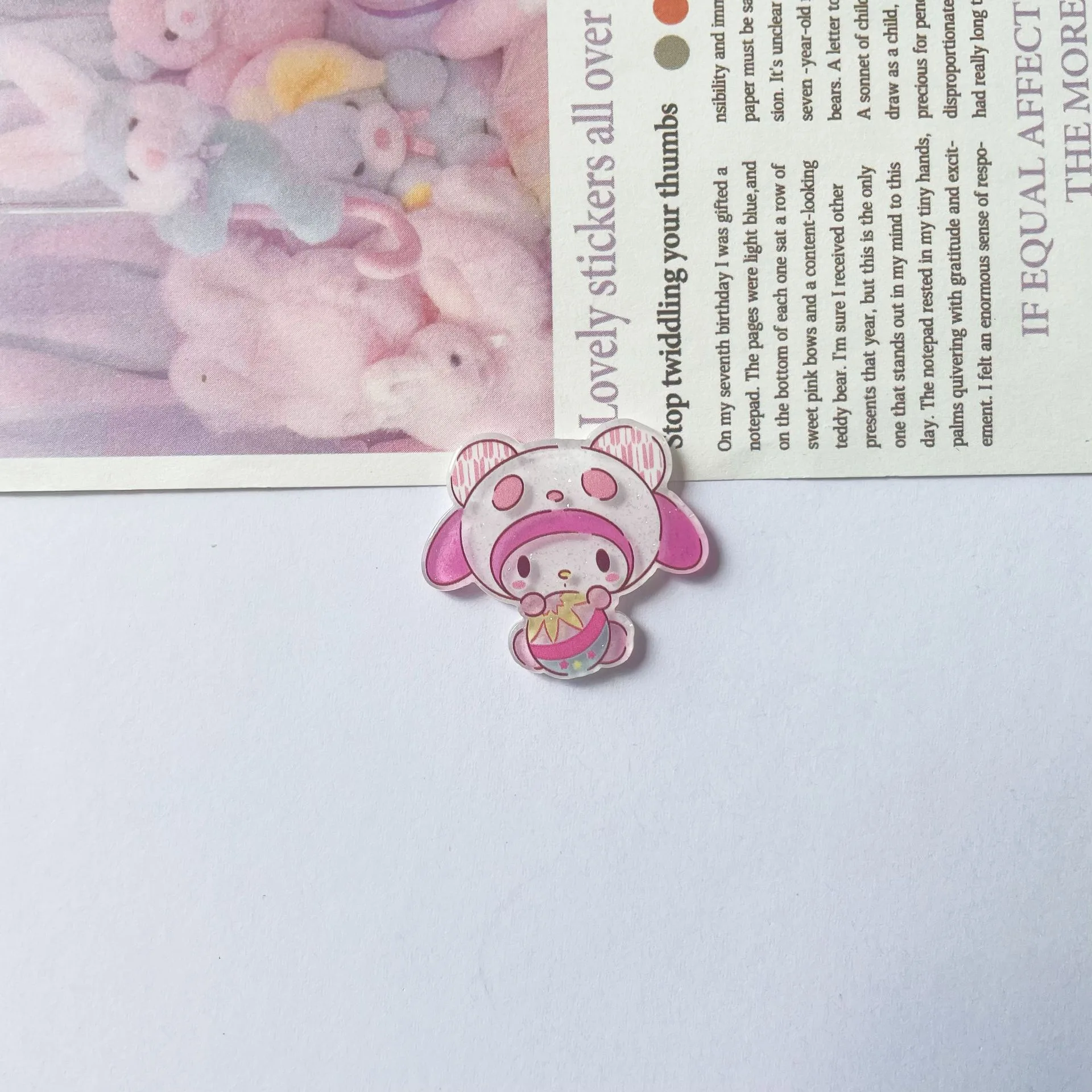 10 Pcs New Acrylic Kawaii Cute Cartoon characters bowknot Series Clip Book  Diy Jewelry Party Gift Hairpin Accessories A89