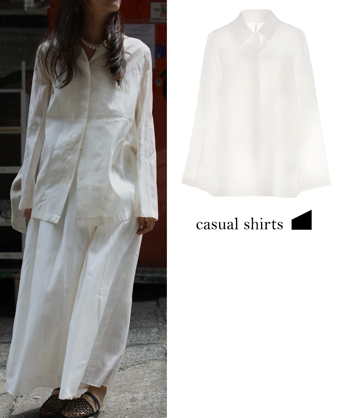 

FWRD White Lapel Long Sleeved Shirt White Lapel Womens Casual Long Sleeved Shirt #FWRD0091