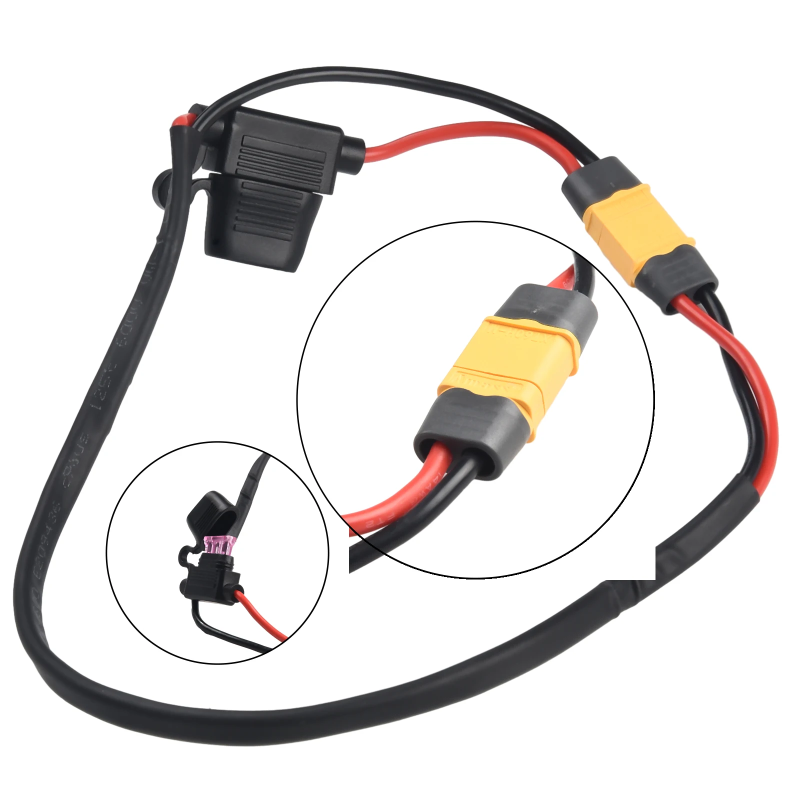 Ebike Lithium Battery Power Cable 14AWG Discharge Wire High Temperature Resistance Controller Fuse Silicone Power Cord