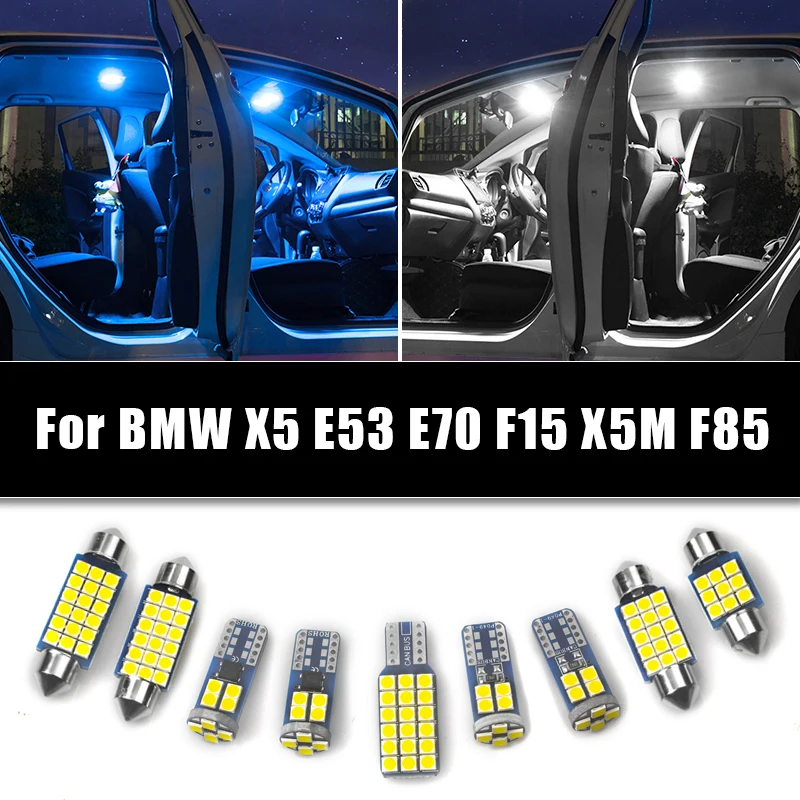 

For BMW X5 E53 E70 F15 X5M F85 12v Car LED Bulbs Kit Interior Reading Lamps Vanity Mirror Trunk Door Courtesy Lights Accessories