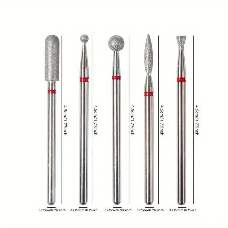 5pcs/Set Diamond Nail Drill Bit Milling Cutter for Manicure Electric Rotary Burr Cuticle Tools Accessories 2028
