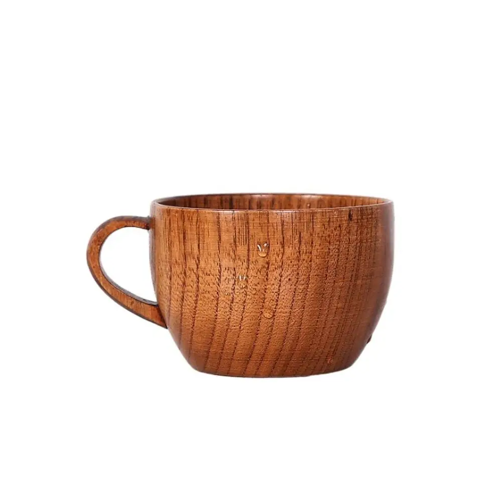 

Gift Vintage Wooden Tea Cup Handmade Japanese Style Wood Coffee Mug with Handle Solid Wood Drinking Cup Home