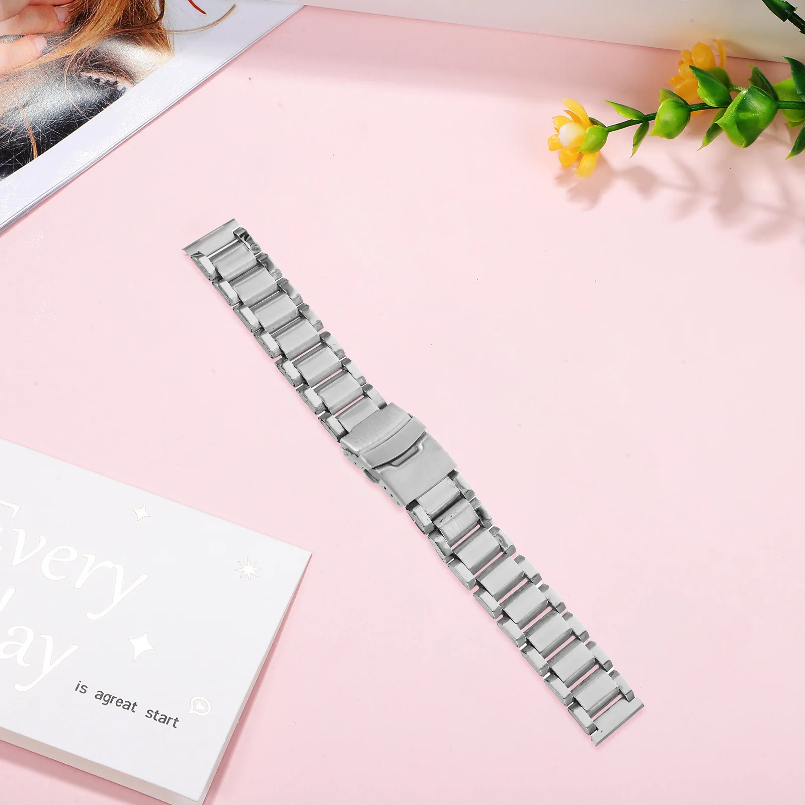 

Stainless Steel Watch Band Heavy Duty Metal Strap Adjustable 20mm Deployment Clasp Mens Bracelet Watch Replacement for Sports