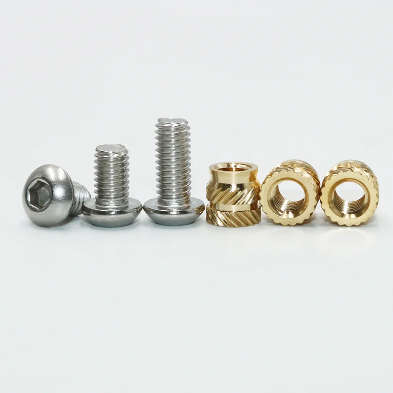 M2 M2.5 M3 M4 Heat Insert Nuts Brass and 304 Stainless Steel Hex Socket Screw Laptop Hot Melt Threaded Embedded Copper Nut Bolt