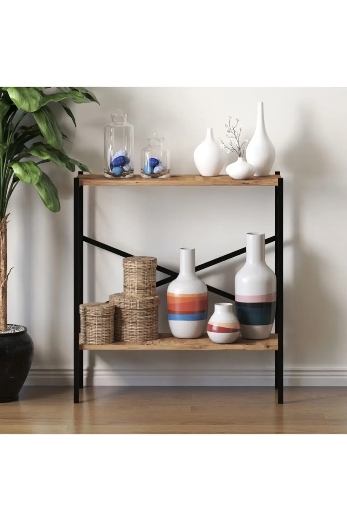 Console Walnoot Kleur Metalen Dresuar