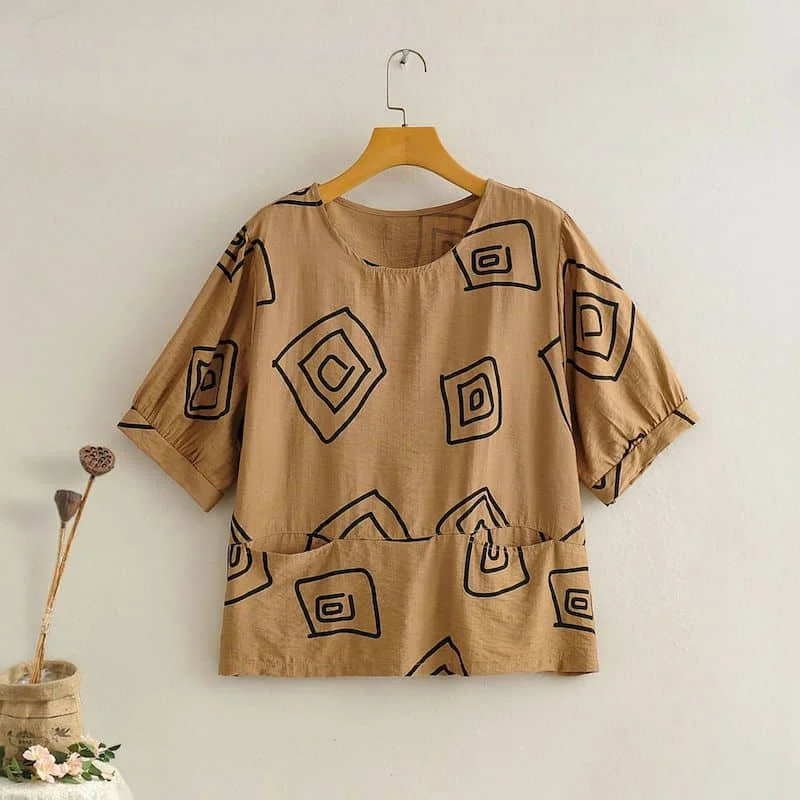 Striped T-shirts for Women Summer Sale Tops Vintage Half Sleeve Tees Loose Printed Pullovers Korean Style O-neck Women Clothing