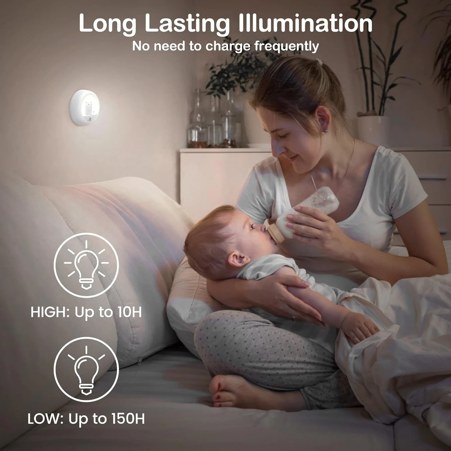 Conveniente e adorável luz noturna com sensor de movimento de gato LED sem fio macio - luzes de parede adesivas para quarto, corredor e C