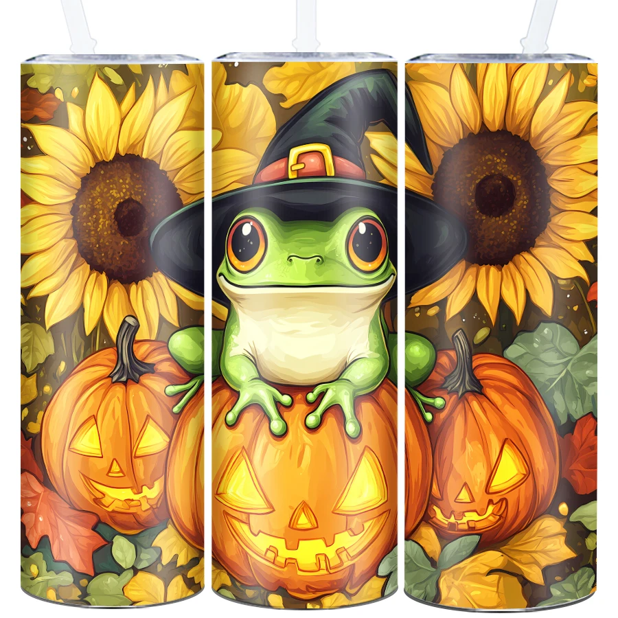 20oz Water Mugs Straw Lid 1Pc Cute Party Insulated Coffee Bottle 3D Print Animal & Sunflower Christmas Party Festive Decoration