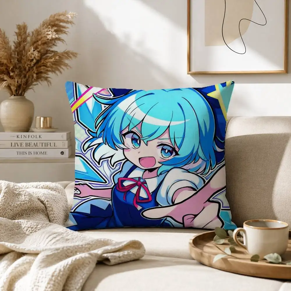 TOUHOU Project Cirno Cute Anime Girl Pillow Case for Sofa Living Room Home office Decor Protective Cover
