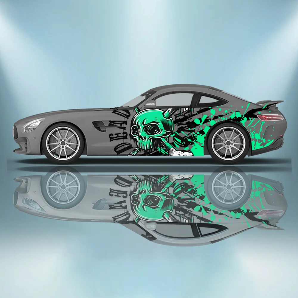 Skull Head Alphabet Splash Car Decal Full Body Sticker Decoration Cover Scratch Protection Car Decal Waterproof Car Vinyl Wraps