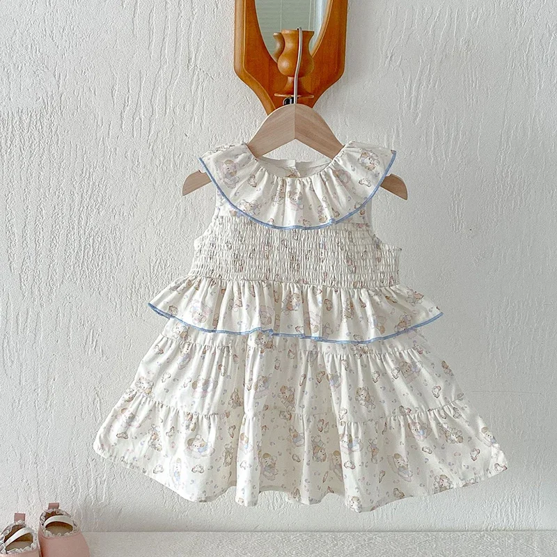 2026 New Summer Sister Clothing 1-6Yrs Baby Girl Party Dress Sleeveless cotton print Kids Princess Dresses Baby Girl Clothing