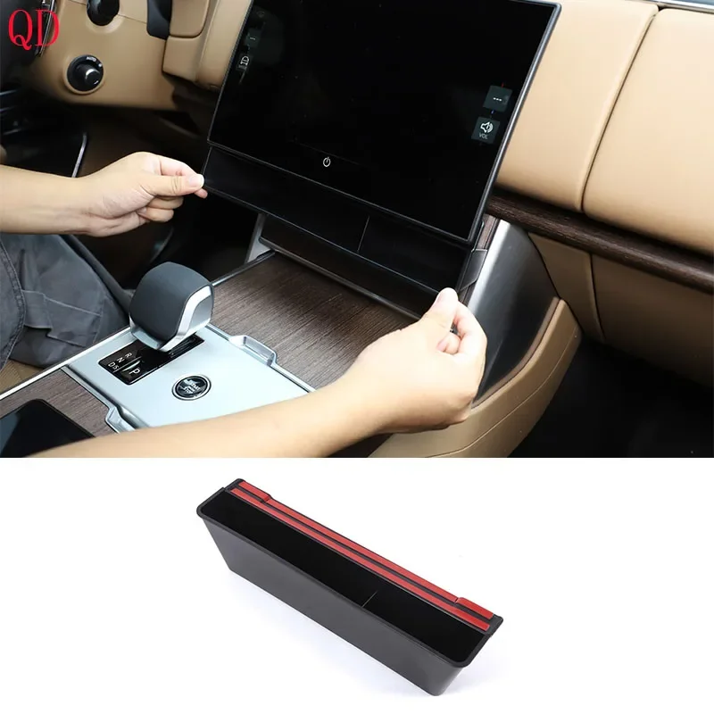 

For Land Rover Range Rover Vogue 2024+ ABS black car navigation under-screen storage box mobile phone tray interior accessories