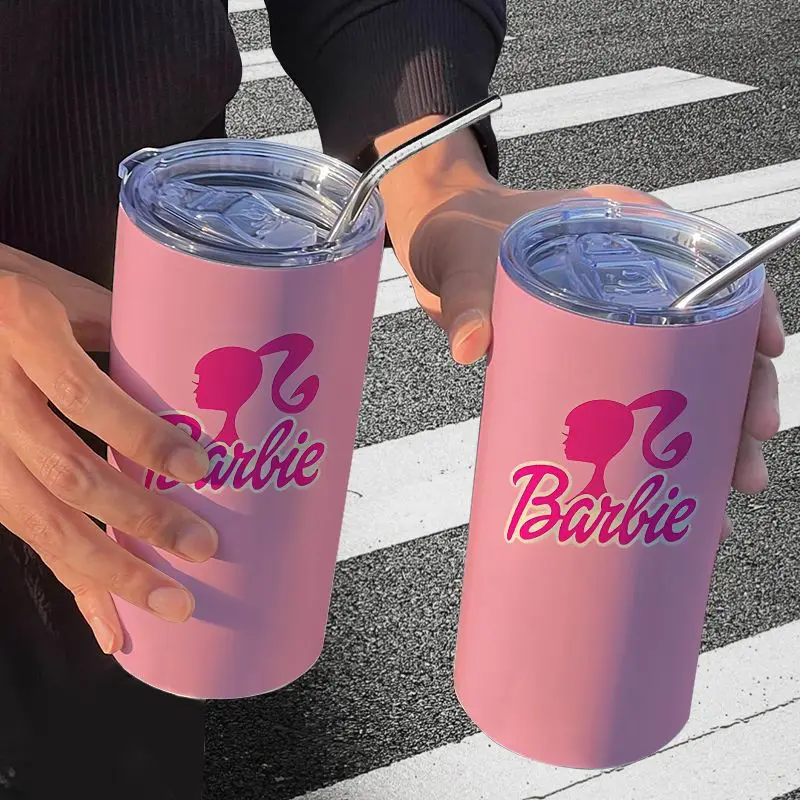 Nis Barbie Princess Cartoon Coffee High-looking Stainless Steel Thermos Cup Office Straw Accompanying Water Cup