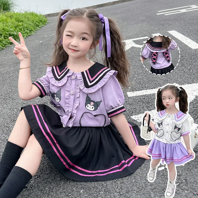 

Sanrio kuromi Children's CosPlay Academy Style Girl Pleated Skirt Autumn Princess Dress Kids JK Uniform Birthday Party Gift