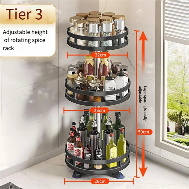 

AA76-360-Degree Rotating Seasoning Rack Non-Slip Carbon Steel Storage Tray For Storage Tank Seasoning Kitchen Parts