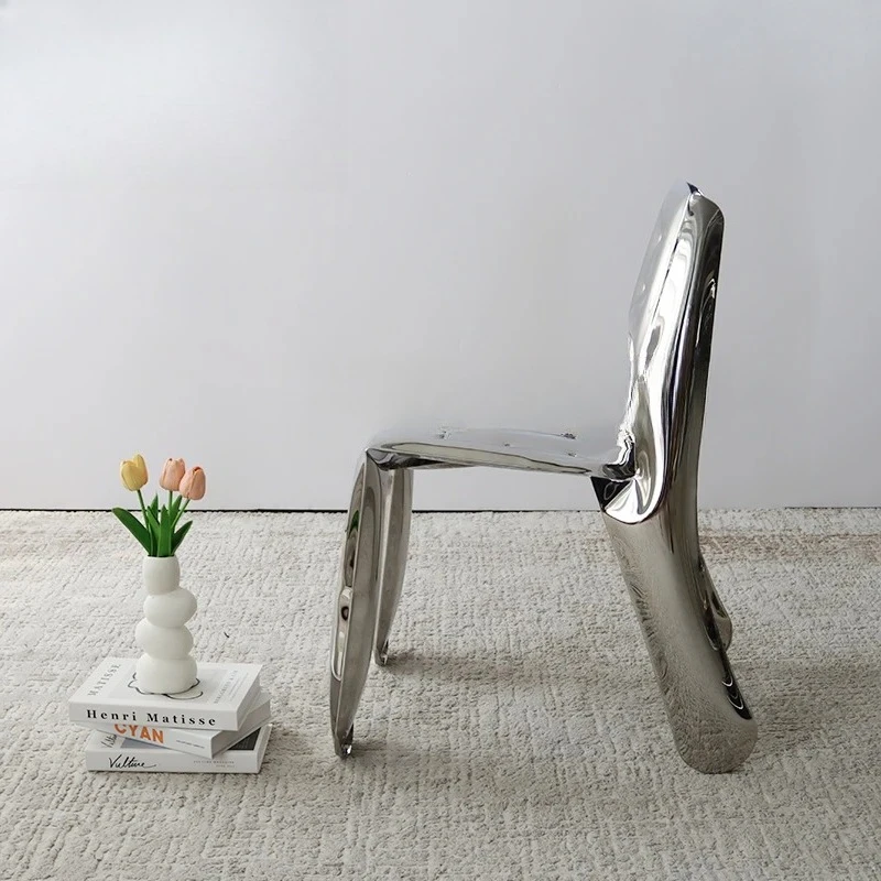 

Modern style creative living room furniture dining room hotel stainless steel balloon back dining chair