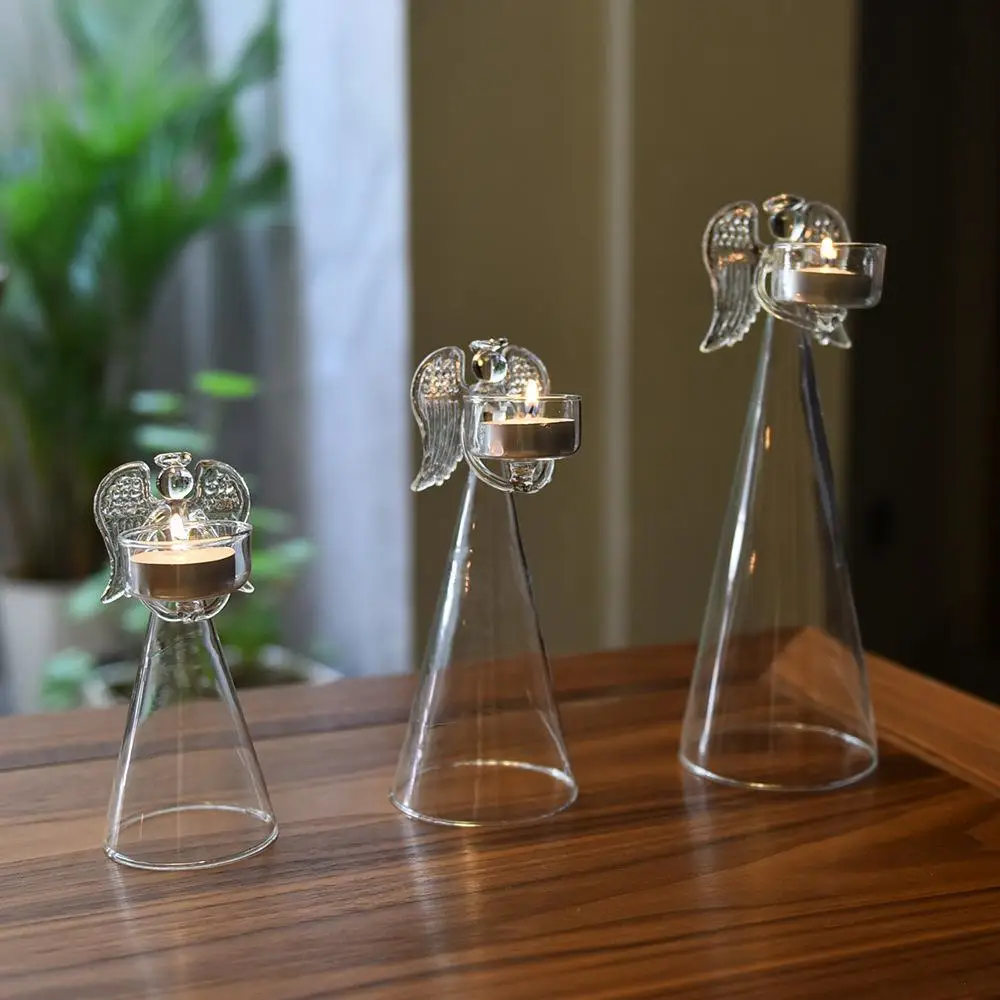 European High-legged Angel Glass Candlestick, Tea Candle Holder, Home Decor, Romantic Candlelight Dinner, Colorful Candle Stand