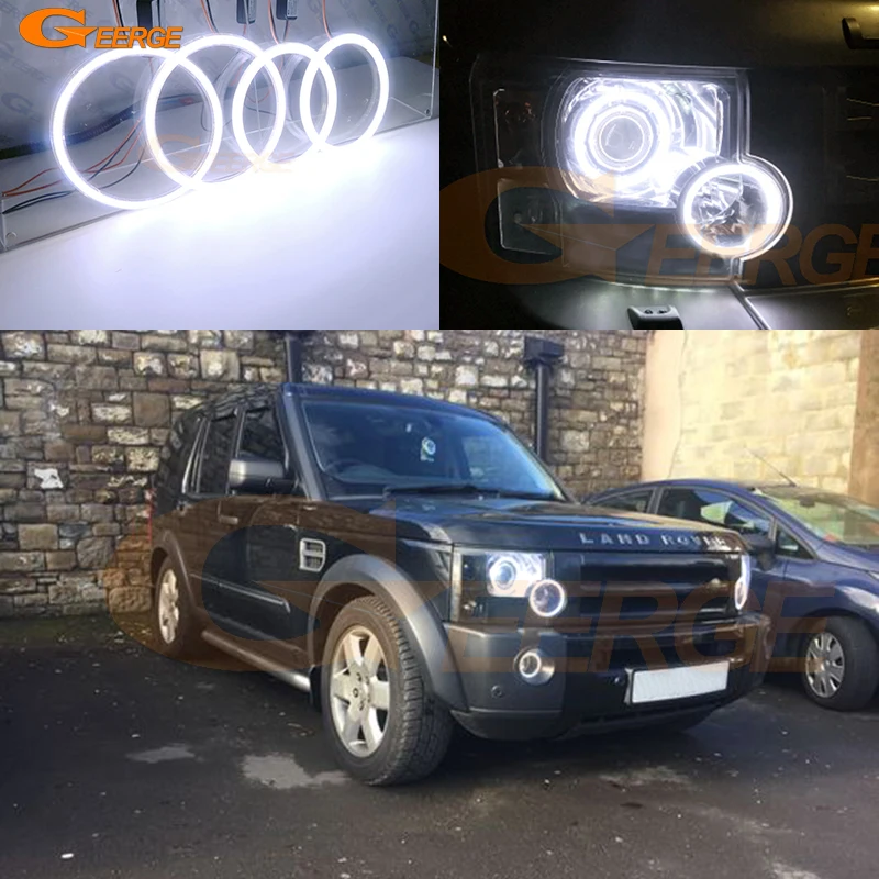 For Land Rover Discovery 3 III L319 LR3 Mk3 Xenon Headlight Ultra Bright COB Led Angel Eyes Kit Halo Rings Day Light