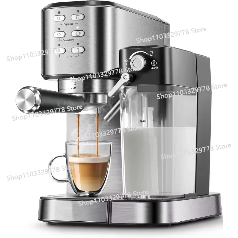 Home Coffee Machine with Touch Panel EU Plug Stainless Steel Housing Steam Milk Froth Brew and Hot Water System