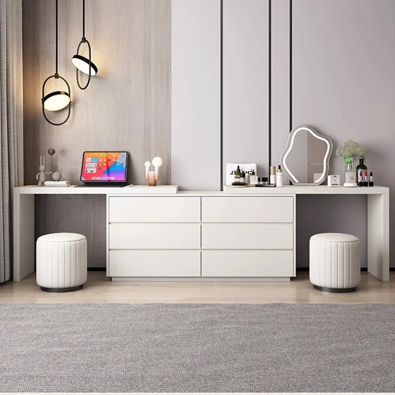 Cream wind solid wood comb integrated simple master bedroom bedside telescopic storage cabinet