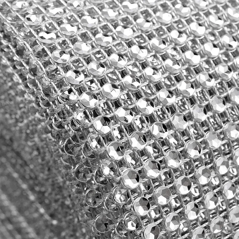 1 Yard 24 Reihen Strass Diamanten Band Sparkle Strass Band Silber Kristall Mesh Strass Wrap DIY Handwerk Hochzeit Dekor