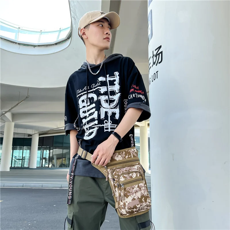 High Quality Nylon Men Drop Leg Bags Casual Riding Motorcycle Thigh Hip Bum Belt Bag Hop Travel Camouflage Waist Fanny Packs