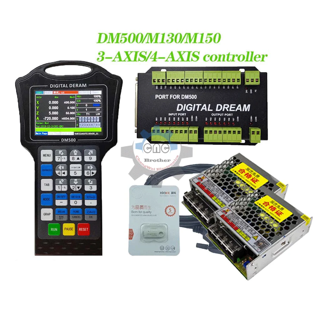 CNC Controller Handwheel 500Khz Motion G Code Wif Driver DM500 M130 M150 3-4 Axis Replaces DSP A11E User Button