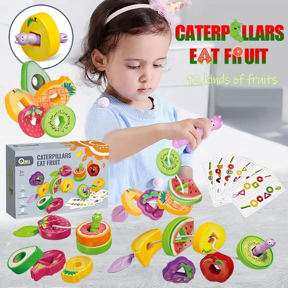 

Geometric Montessori Threading Toy Fruit Shape Improve Motor Skills Fruit Stringing Game Toy Sensory Matching Games