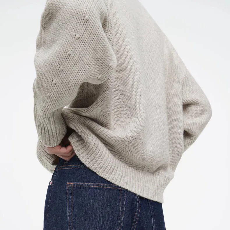 Casual suelto largo Sve redondo Ne tejido sudadera Faionable otoño nuevo Sle Commute Sle mujer suéter Faionable