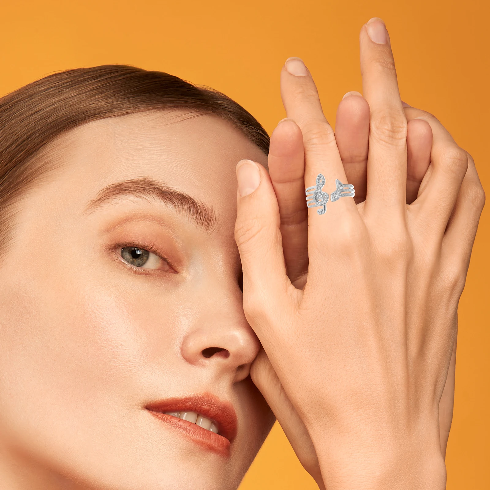 ملاحظة موسيقية قابل للتعديل افتتاح حلقة تصميم فريد أسلوب بسيط ارتداء اليومي النساء المجوهرات هدية البنصر البنصر المجوهرات