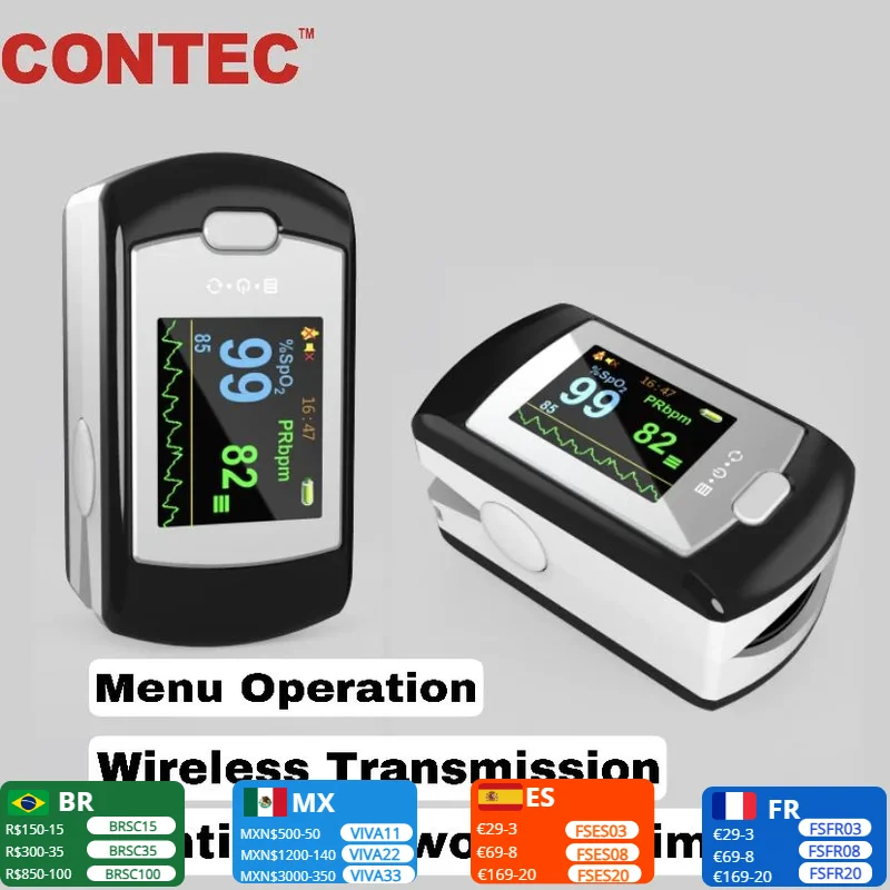 

CE Approved CONTEC CMS50E Fingertip Pulse Oximeter SPO2 Blood Oxygen Monitor 1.3''OLED Display